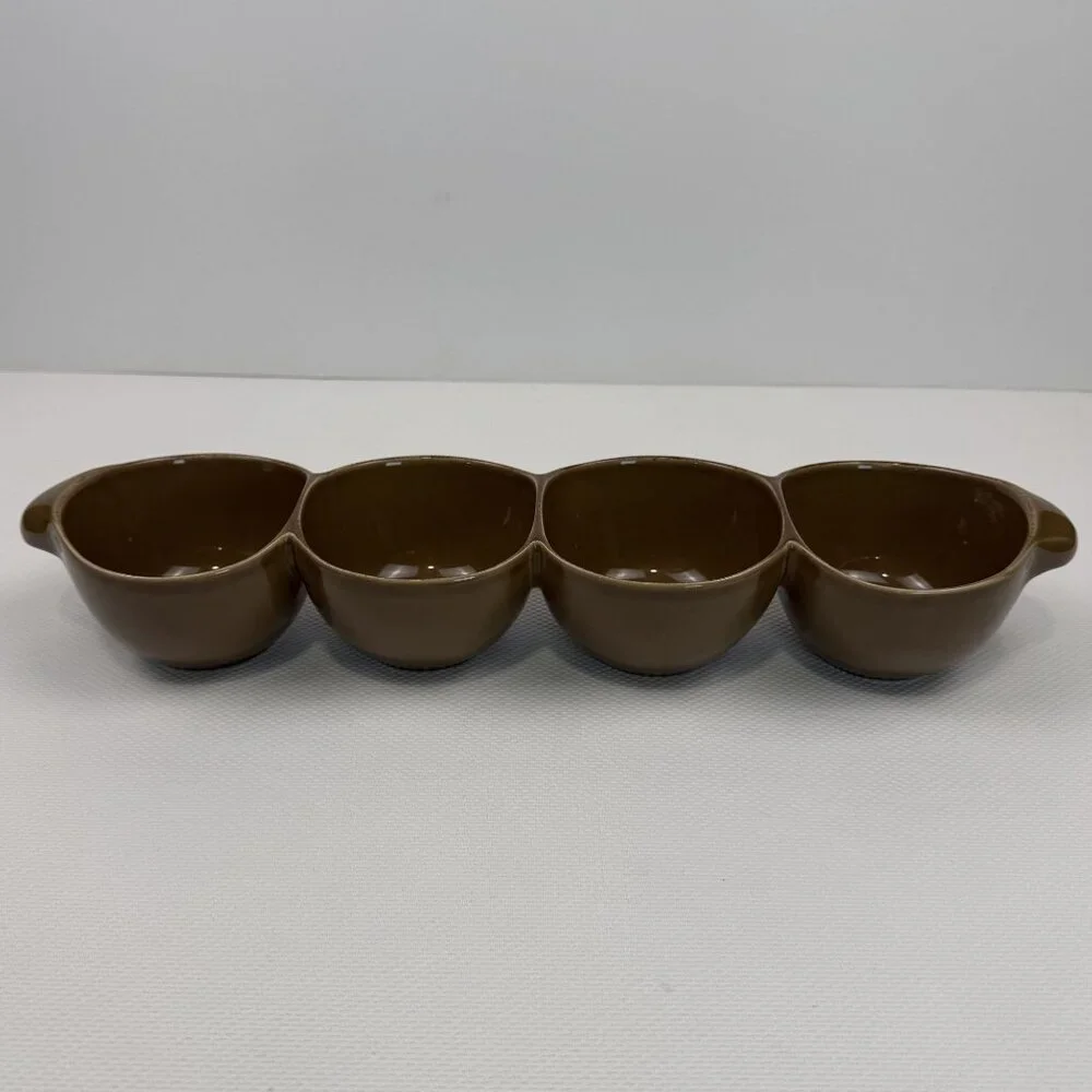 Taste Of Home Entertaining Brown Ceramic 4 Section Serving Dish Condiment Bowl - Picture 2 of 13